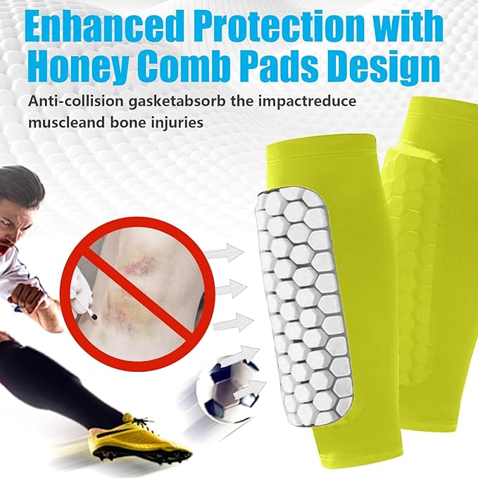 Soccer Shin Guards Shin Pads for Kids Youth Adult, Calf Compression Sleeve with Honeycomb Pads, Support for Shin Splint Baseball Boxing Kickboxing MTB