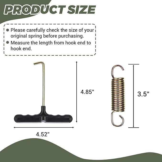 Trampoline Springs Replacement 3.5" to 8.5" Galvanized Steel Heavy Duty High Tensile Universal Trampoline Accessories with T-Hook Tool, 12 to 48 Pack