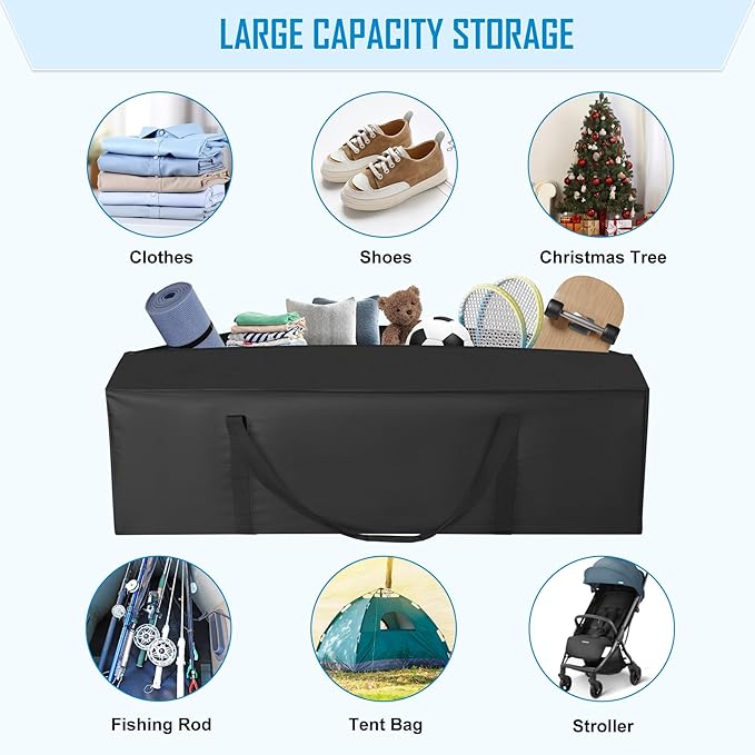 Sports Duffle Bag 52IN Extra Large Travel Duffel Luggage Bag with Upgrade 2-way Lockable Zippers, Durable & Water Resistant (52" Black)