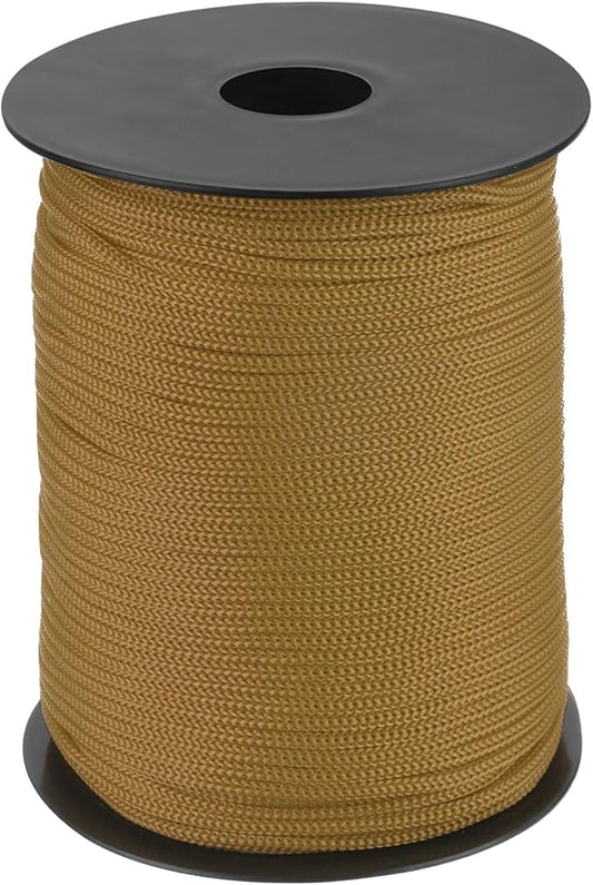 MECCANIXITY 1/8 Inch Polypropylene Rope Braided Ropes, 328ft Nylon Rope Hollow Utility Cord for Clothesline, Camping, Hiking, Outdoor, Brown