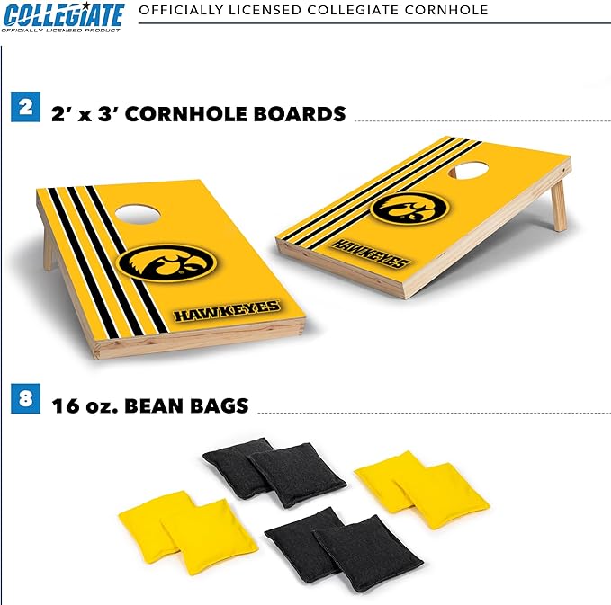 2' x 3' Solid Wood Cornhole Set with Direct Print HD Team Graphics – Great Gift for Any NCAA Fan! Bean Bag Toss Family Outdoor Games