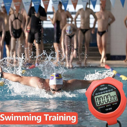 Stopwatch Timer Lap Split Digital Stopwatch with Clock Calendar Alarm, Large Display Stop Watch for Sports Kids Coaches Swimming Running