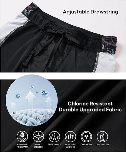 HUGE SPORTS Men's Rash Guard Swim Shorts Compression Swimming Jammer Cool Dry Active Swimsuit Workout Shorts Sports Tights