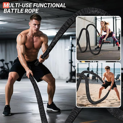 Battle Rope 1/1.26/1.5/2 Inch Diameter,Pink 30FT/40FT/50FT Exercise Workout Ropes for Home Gym Heavy Weighted Training Rope for Working Out