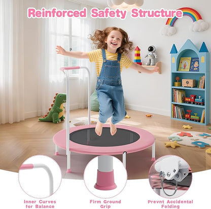 36" Mini Trampoline for Toddlers Ages 1–6 – Foldable Indoor/Outdoor Kids Rebounder with Foam Handle & Safety Padded Cover