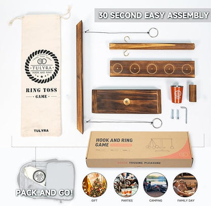 Ring Toss Game for Adults, Hook and Ring Game with Exclusive Carrying case & Unique Stainless Mini Cup, Super Easy to Assemble, XL Size(15.7" X 13"), Outdoor, Family