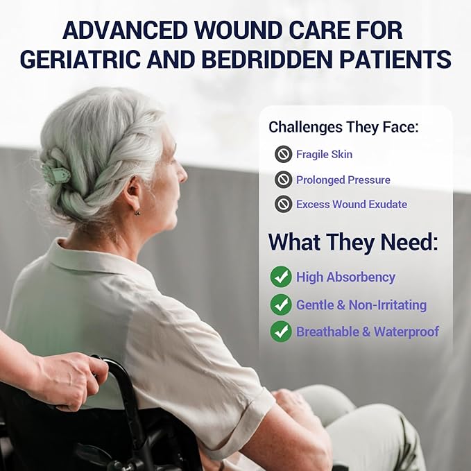 Silicone Foam Dressing 4" x 4" with Border, High Absorbency Wound Bandage, Gentle Adhesion, Soft Breathable Silicone Bandages for Wound Care, Pack of 10