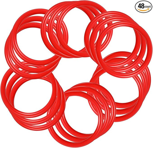 Meooeck 48 Pieces Plastic Ring Toss Rings 2.9 Inch Red Bottles Ring Toss Carnival Games for Adult