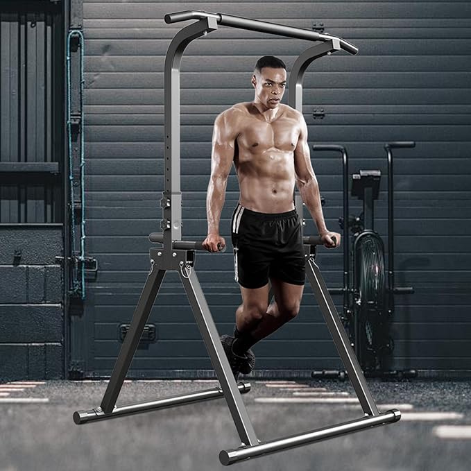 Foldable Pull Up Bar Free Standing Multi-function Power Tower Dip Bar Home Gym Strength Training Equipment 300 LBS Weight Capacity