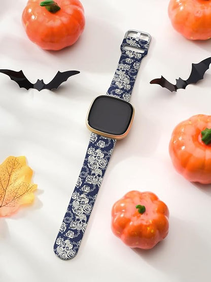 Watbro Halloween Holiday Band Compatible with Fitbit Versa 3 / Sense/Fitbit Versa 4 / Sense 2 Bands for Women Men,Soft Silicone Cute Sport Pumpkin Strap