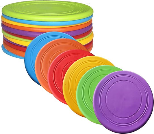 7'' Kids Outdoor Game Flying Discs 12 Pack Party Favors School Teaching Early Education Sports Safe Soft for Toddler Kindergarten Children Colorful DIY Drawing Plate