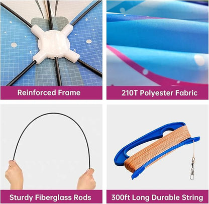 Butterfly Kites for Kids and Adults Easy to Fly, Single Line Beach Kite for Boys & Girls, 55’’ x 28’’ Butterfly for Teens Comes with 300 FT String Handle