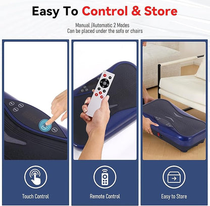 Whole Body Vibration Plate Exercise Machine ??Power Vibrating Plate for Lymphatic Drainage Weight Loss, Shake Plate Exercise Platform with Touch Screen & Resistance Bands, Equipment for Women Men