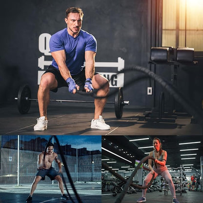 Black Battle Ropes - 1.5in x 30ft Heavy Workout Rope for Home Gym