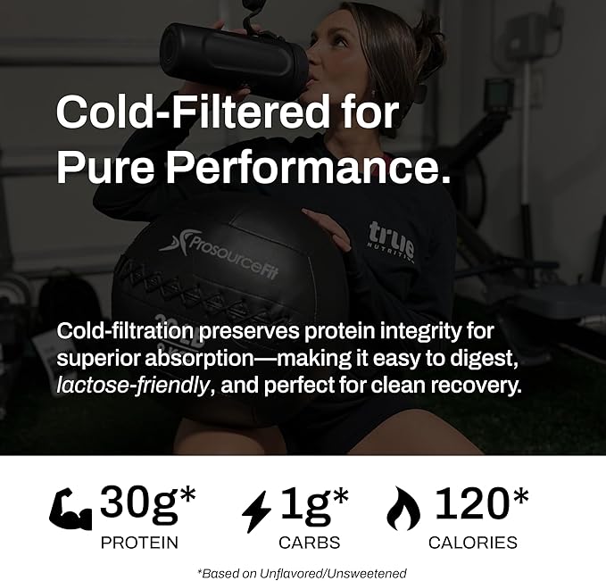 True Nutrition - Vanilla Whey Protein Isolate Cold-Filtration - 100% Whey Protein Powder - 27g Protein per Serving - Mixes Easily and Tastes Great - Third Party Tested - French Vanilla - 1lb