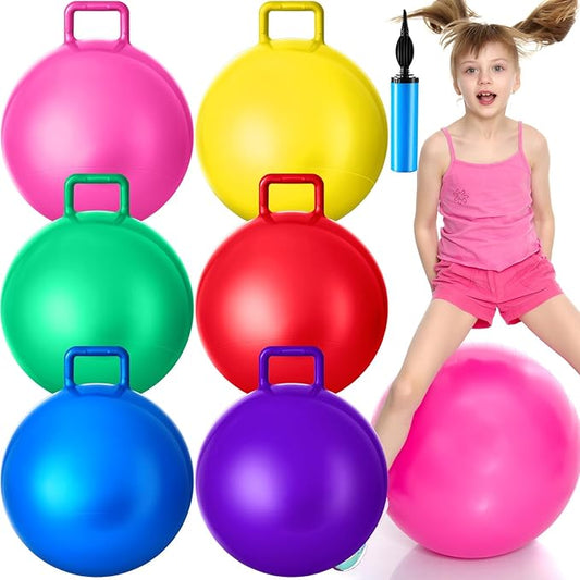 Lewtemi 6 Pcs Hopper Ball Carnival Outdoor Games 20 Inch Jumping Hopping Inflatable Bouncing Ball