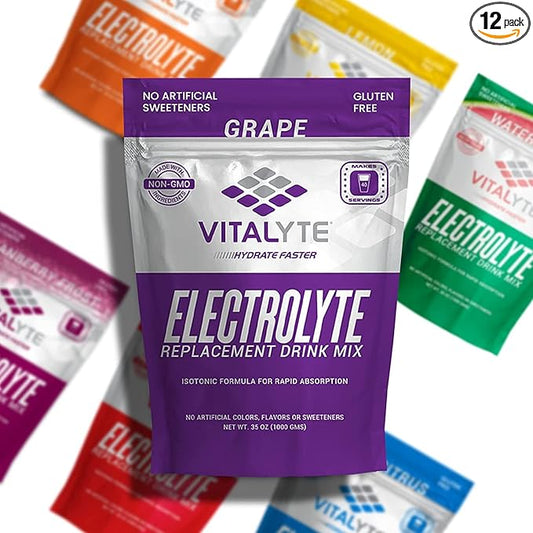 Vitalyte Electrolyte Powder Drink Mix, Isotonic Electrolyte Hydration Mix, Bulk Case Pack (12 Pack