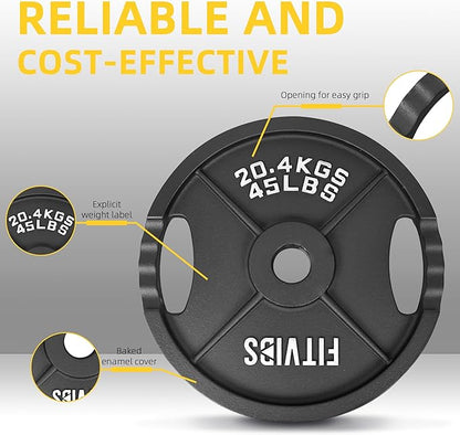 Olympic Cast Iron 2-Inch Weight Plate for Strength Training & Weightlifting, Multiple Weights Available