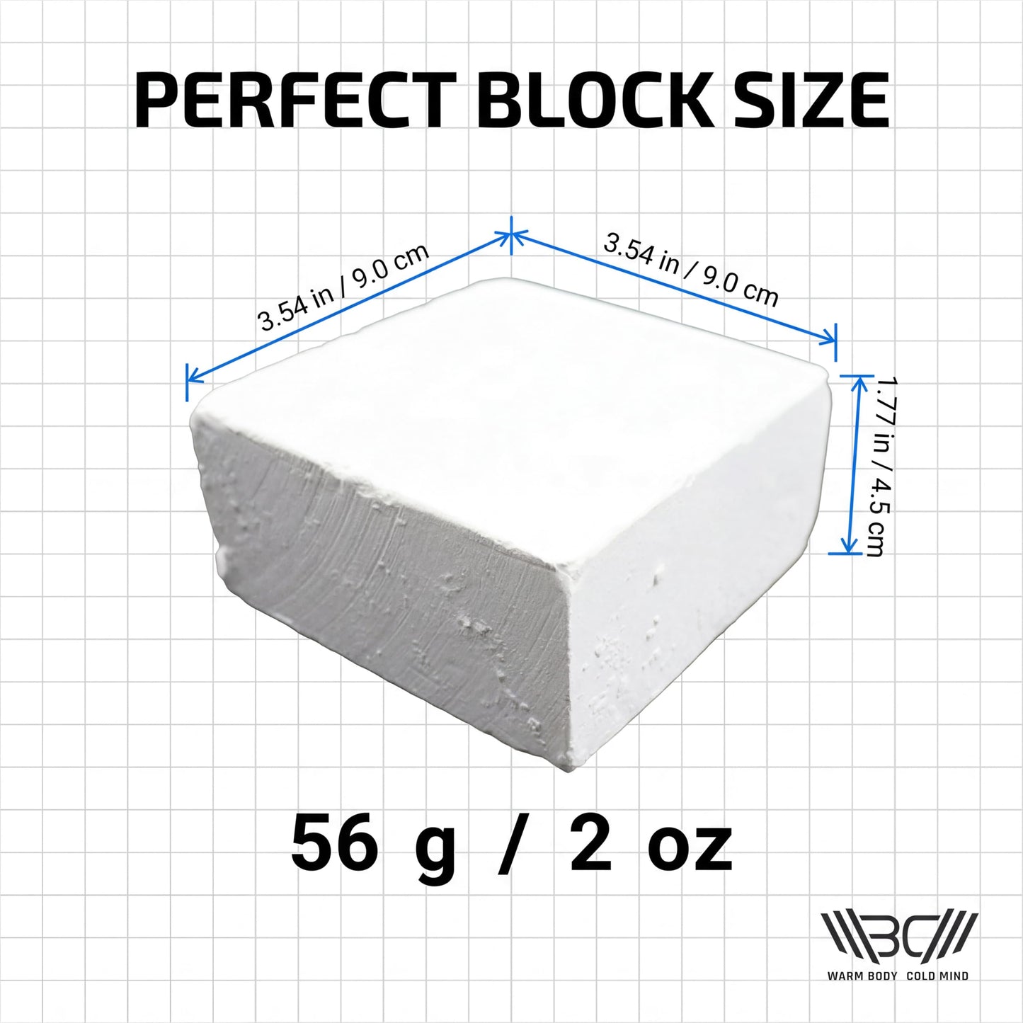 WARM BODY COLD MIND Premium Chalk Block for Weight Lifting - Hand Grip for Cross Training