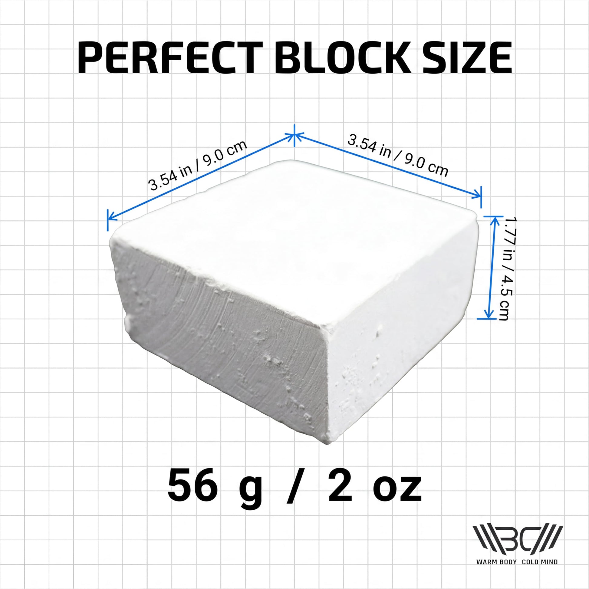 WARM BODY COLD MIND Premium Chalk Block for Weight Lifting - Hand Grip for Cross Training