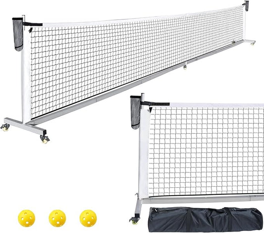 Pro Pickleball Net Portable with Wheels – 22ft Heavy Duty Pickleball Net System with Sturdy