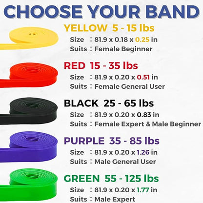 LEZER Resistance Bands - Pull Up Bands for Home Gym Fitness, Stretching, Physical Therapy & Training - Includes Instruction