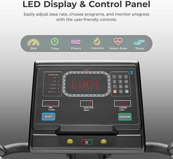 Sunny Health & Fitness Premium High-Intensity Smart Stepper Stair Climber, Commercial Grade, Cardio Workout Programs, Free SunnyFit App Bluetooth Connection, 350-400 LB Weight Capacity