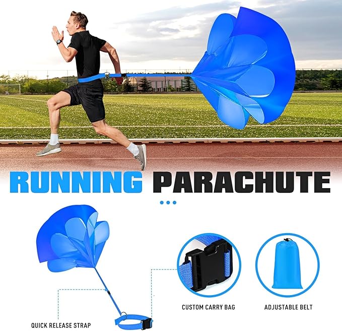 Agility Training Equipment, Soccer Training Equipment, Agility Speed Training Set for Kid Youth Adult, 20FT Agility Ladder, 4 Hurdles,12 Soccer Cones, Jump Rope, Running Parachute, Drill Charts