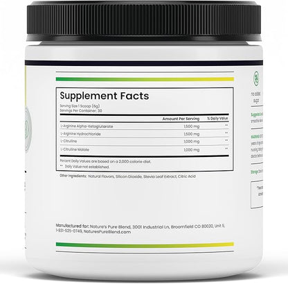 Nature's Pure Blend Liquid Nitric Oxide Supplements for Men ??L-Arginine Powder ??Nitric Oxide Booster & Circulation Supplement ??Blood Flow Support, L Arginine and L Citrulline ??5000 MG