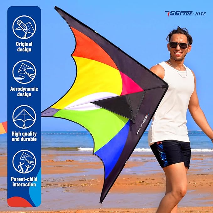 3-Piece Set Delta Kite for Easy to Fly Large Kite for Kids and Adults - Perfect Family Outdoor Toy, Beach Fun for Family Activities