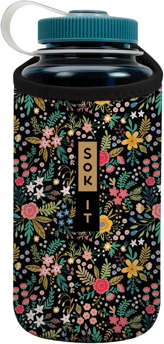 Sok It BotlSok Water Bottle Sleeve Insulated Neoprene Cover (English Garden Picnic, Fits 32oz Nalgene)
