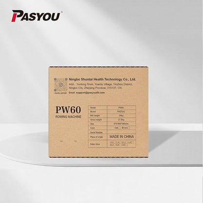 PASYOU Water Rowing Machines for Home Oak Wood Foldable Rower Machine 350LB Weight Capacity, 6 Levels Adjustable Row Machines with Monitor & Device Holder & 14L Tank, Bluetooth with Kinomap APP