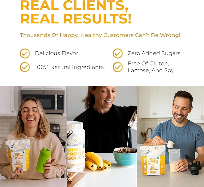 About Time Unflavored Whey Protein Isolate Powder 26g, Natural Ingredients, Non-GMO, Gluten-Free, Lactose-Free, No Artificial Sweeteners, Low Carb, 32 Servings