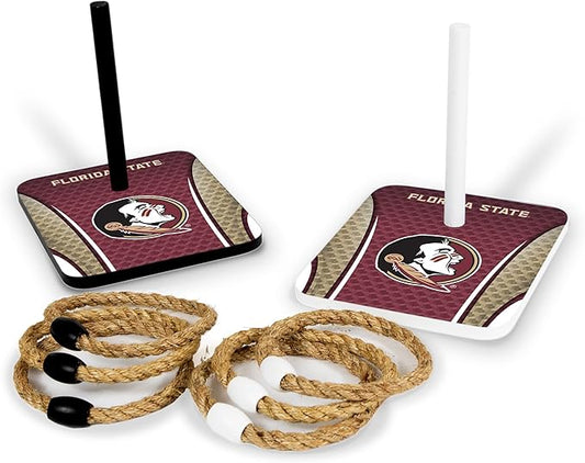 Solid Wood College Quoits Set with Direct Print HD Team Graphics – Tailgate Ring Toss Game – Great Gift for Any NCAA Fan! Ring Toss Family Outdoor Games for The Beach