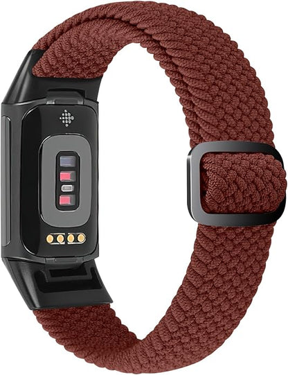 Braided Band Compatible with Fitbit Charge 6/Fitbit Charge 5, Soft Nylon Solo Loop Adjustable Replacement Wristband for Women Men