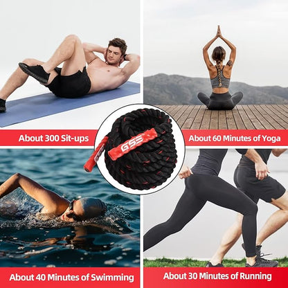 GSE Games & Sports Expert Gym Battle Rope, Heavy-Duty Workout Ropes for Indoor & Outdoor Workout, Exercise Rope for Strength Training - 30,40,50 Feet Lengths Available