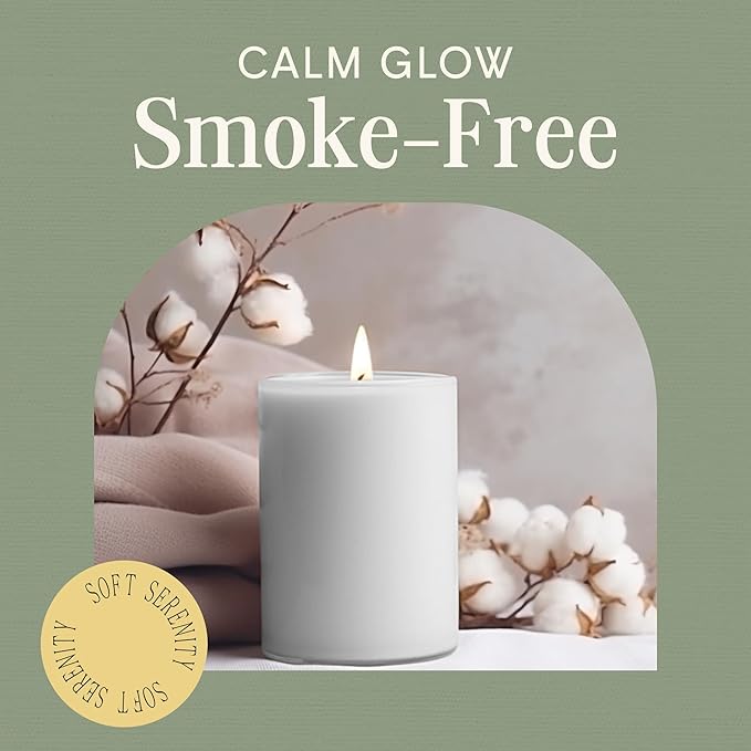 Mister Candle Dripless Unscented Pillar Candles, Set of 3 Hand Poured Solid Color Non-Scented Candles for Home Decor, Premium Wax, 60 Hr Burn Time - 3x4 Inch, Red - Green -White
