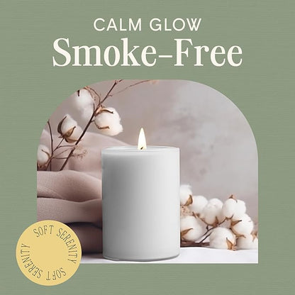 Mister Candle Dripless Unscented Pillar Candles, Set of 3 Hand Poured Solid Color Non-Scented Candles for Home Decor, Premium Wax, 60 Hr Burn Time - 3x4 Inch, Red - Green -White