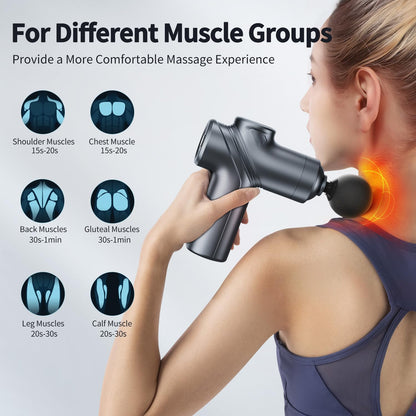 LEERCON Massage Gun Deep Tissue, Silent Motor and Portable Massage Gun with 4 Interchangeable Heads