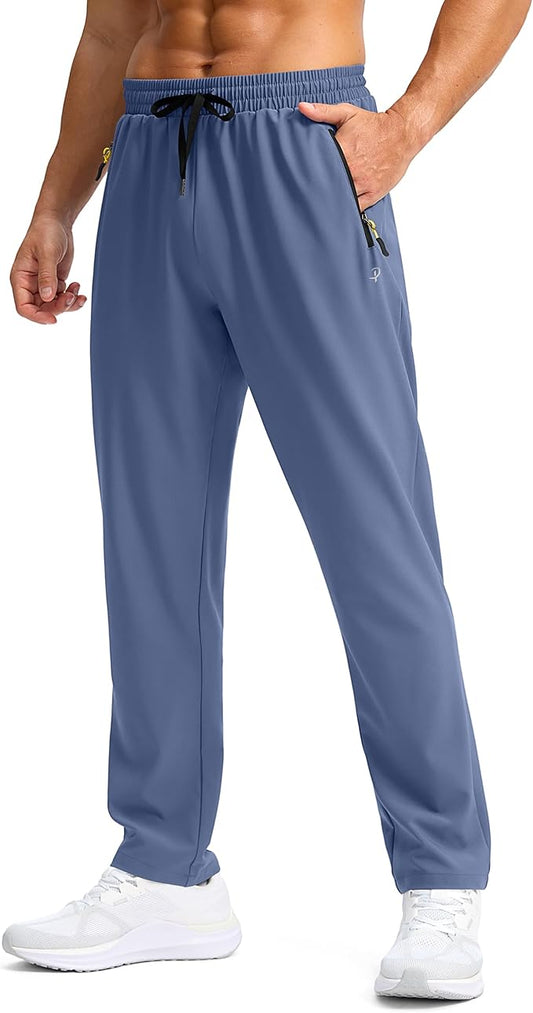 Pudolla Men's Lightweight Hiking Pants Quick-Dry Outdoor Sweatpants with Zipper Pockets for Casual