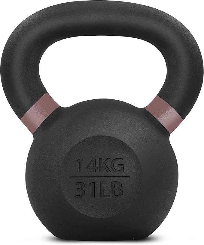 Yes4All Kettlebell, Heavy Duty Powder Coated Cast Iron Kettlebells, Non-Slip Handle & Flat Bottom for Conditioning, Strength Training & Full Body Exercises at Home Gym - Single & Pair