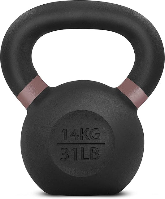 Yes4All Kettlebell, Heavy Duty Powder Coated Cast Iron Kettlebells, Non-Slip Handle & Flat Bottom for Conditioning, Strength Training & Full Body Exercises at Home Gym - Single & Pair