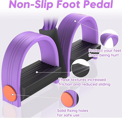 Resistance Bands with Handles, 6-Tubes Elastic Foot Pedal Resistance Bands, Natural Rubber Ankle Puller Sit-up Exercise, Multifunction Fitness Bands for Abdomen, Waist, Arm, Leg Stretching Training