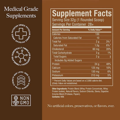 High Level Whey Protein Powder, Natural Salted Caramel Shake, 24g Protein, 2 lb, Ultra-Filtered, Non-GMO, Stevia Sweetened, Digestive Enzymes, Gluten Free, No Artificial Additives, Made in USA