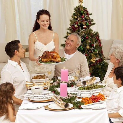 3 Packs 2.8x6 Inch Pink Pillar Candles, Unscented Dripless Large Wax Cylinder Column Candles for Power Outages Emergency Party Backyard Gathering - 70 Hour Burn Time