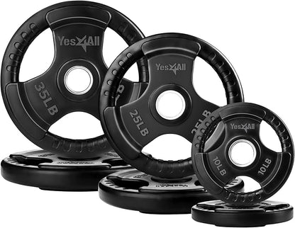 Yes4All Rubber Grip Plates for Barbell, 2-Inch Weight Plates for Weightlifting and Strength Training in Home Gym (Single, Pair and Set)