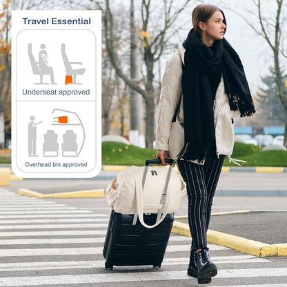 TOPDesign Travel Duffel Bag for Women, Puffer Gym Bag Sports Tote with Wet Pocket, Carry On Weekender with Luggage Sleeve (Beige)