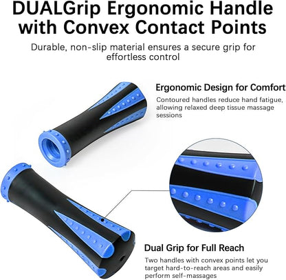 Muscle Roller Stick for Athletes - Deep Tissue Fascia Blaster & Roller Massager for Myofascial Pain Relief - Handheld Physical Therapy & Recovery Tool(Blue black-18 inch)