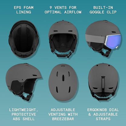 Retrospec Zephyr Ski Helmet - Snowboard Helmet for Adults & Youth - Adjustable Fit with Breathable Vents for Men, Women, Boys and Girls