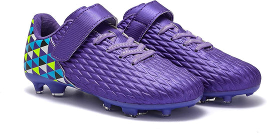 Soccer Cleats for Kids & Youth | Lightweight Football Shoes for Firm Ground | Durable Girls & Boys Soccer Cleats with Non-Slip Sole | Comfortable Soccer Boots | Unisex Size 11-6
